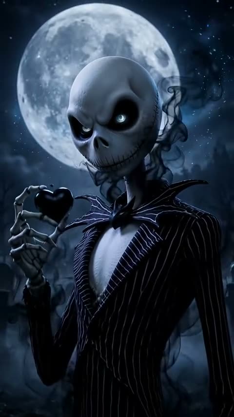 AI character costume: a bearded guy in glasses turns into Jack Skellington, the Pumpkin King