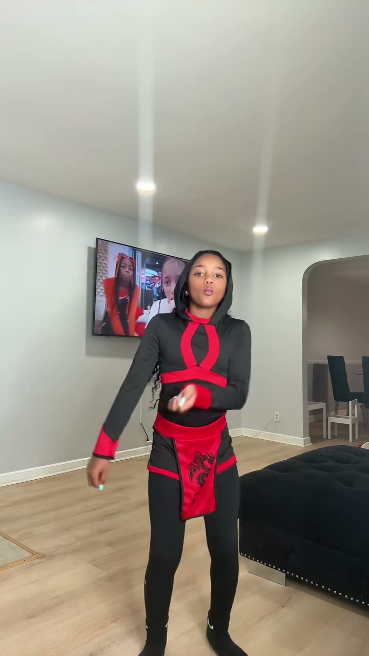 The Spooky Scary Skeletons dance in a ninja costume