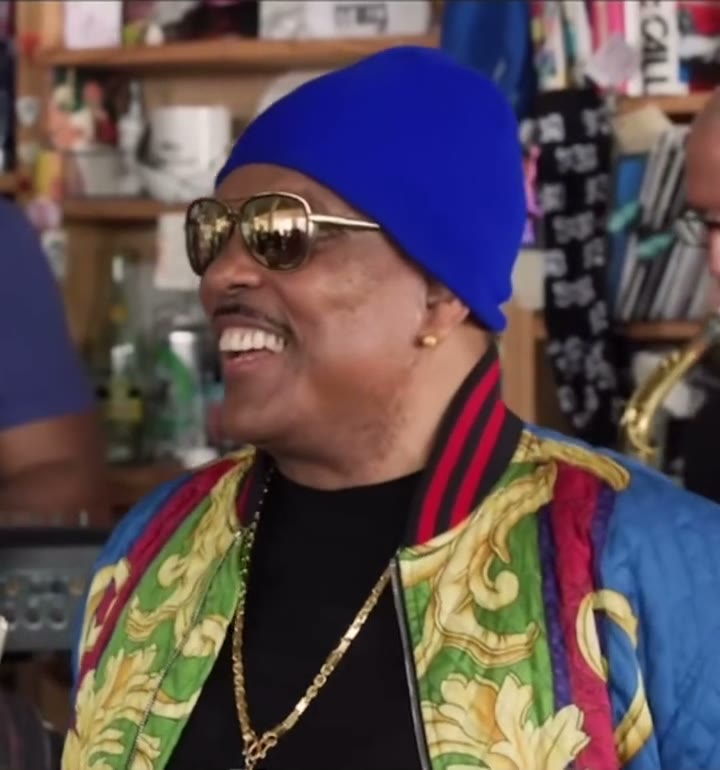 Charlie Wilson sings “Outstanding” at his NPR Tiny Desk concert, the set the AI versions recast